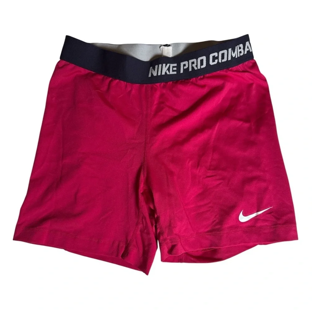 Nike Women's Fuchsia Pro Combat Athletic Shorts - Picture 1 of 4
